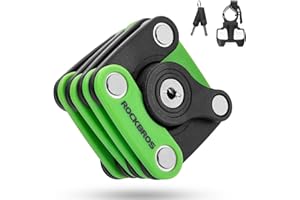 ROCKBROS Folding Bike Lock for Bicycle Scooter Ebike, Anti-Theft Foldable Steel Bicycle Lock with Keys, Mounting Bracket & St