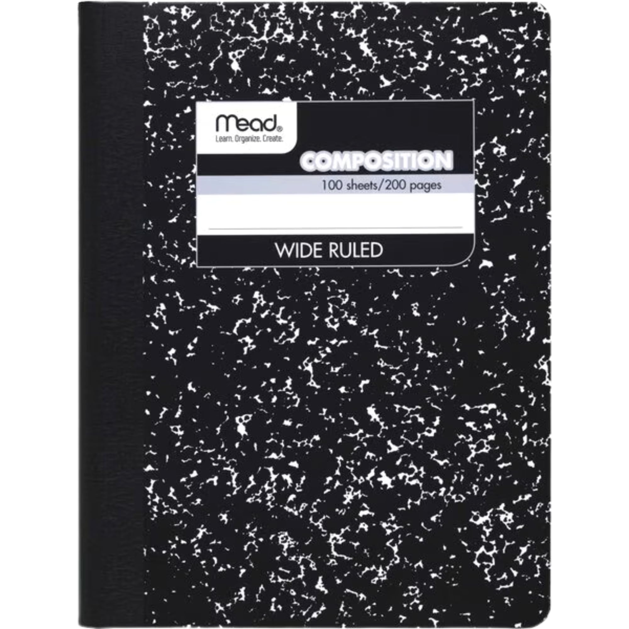 Photo 1 of Mead Composition Notebook, Wide Ruled Paper, 7-1/2" x 9-3/4", 100 Sheets, Black Marble (09910)