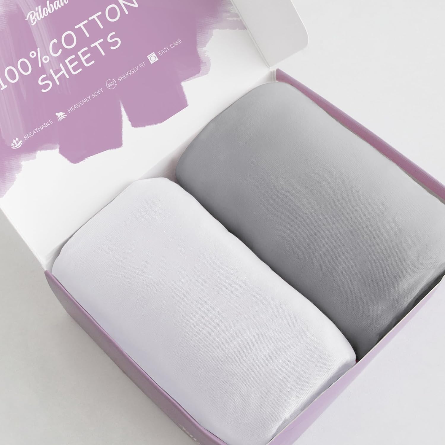 Next To Me Crib Sheets 83x50cm, 2 Pack of 100% Jersey Knit Cotton Sheets Fitted, Compatible with Chicco Next to Me & Tutti Bambini CoZee Co-sleeper, White & Grey — image 1