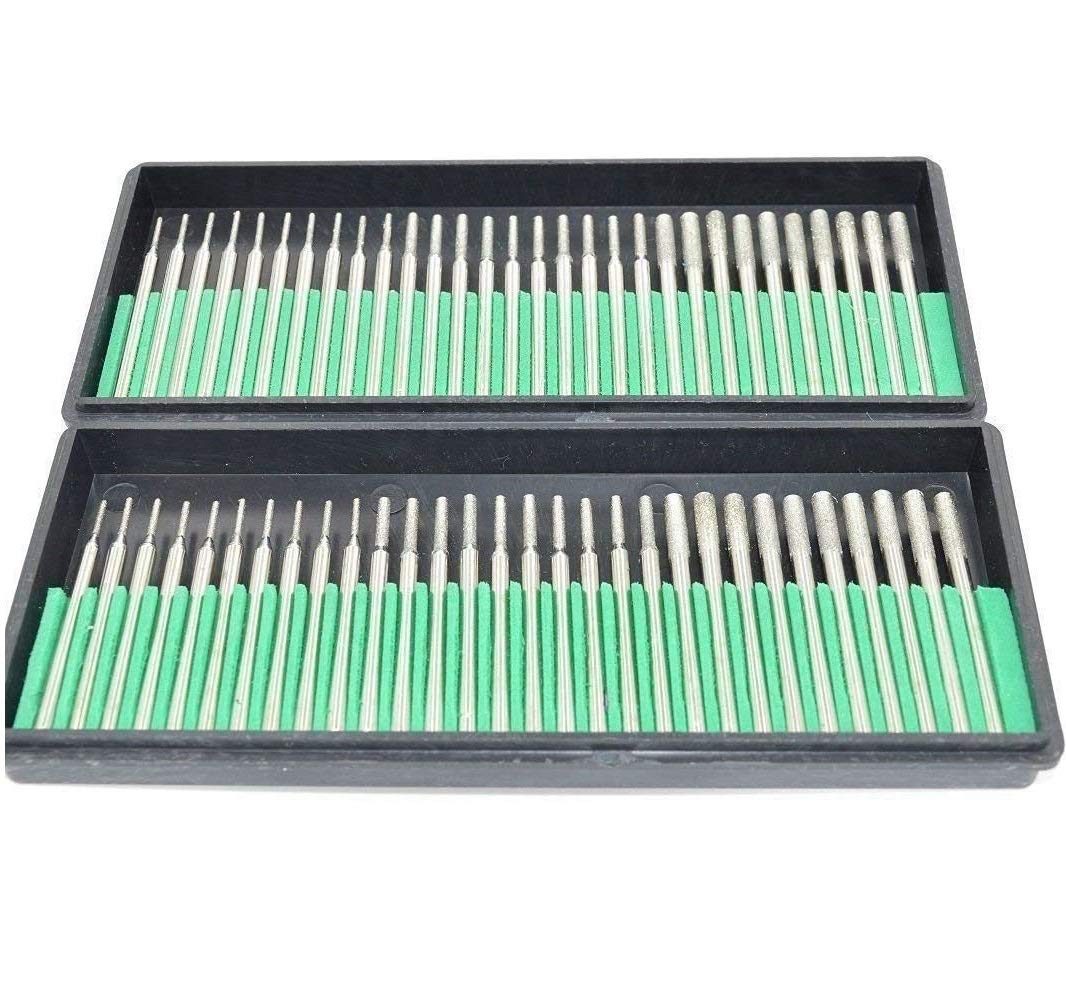 Aiskaer Premium Diamond Drill Bit Cylindrical Burr Kit - 60 Pcs, Jewelry, Beach, Sea Glass, Shells, Gemstones, Lapidary - 1mm, 2mm, 3mm