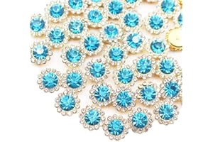KDCQAH 100 Pcs 12MM Sun Flower Sew on Rhinestones Crystals Glass Metal Base Sewing Flower Claw Rhinestones for Clothes Shoes Earring Belt Crafts Wedding Dress Accessories
