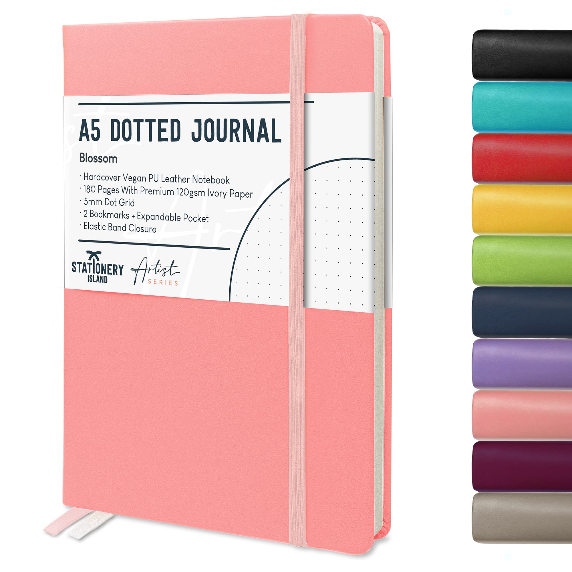 STATIONERY ISLAND Bullet Dotted Journal A5, Hardcover Dotted Notebook, Thick 120gsm Paper 180 Pages Journal Notebook