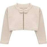 Lilax Baby Girls' Knit Long Sleeve Sweater, Bowknot Closure Bolero Cardigan