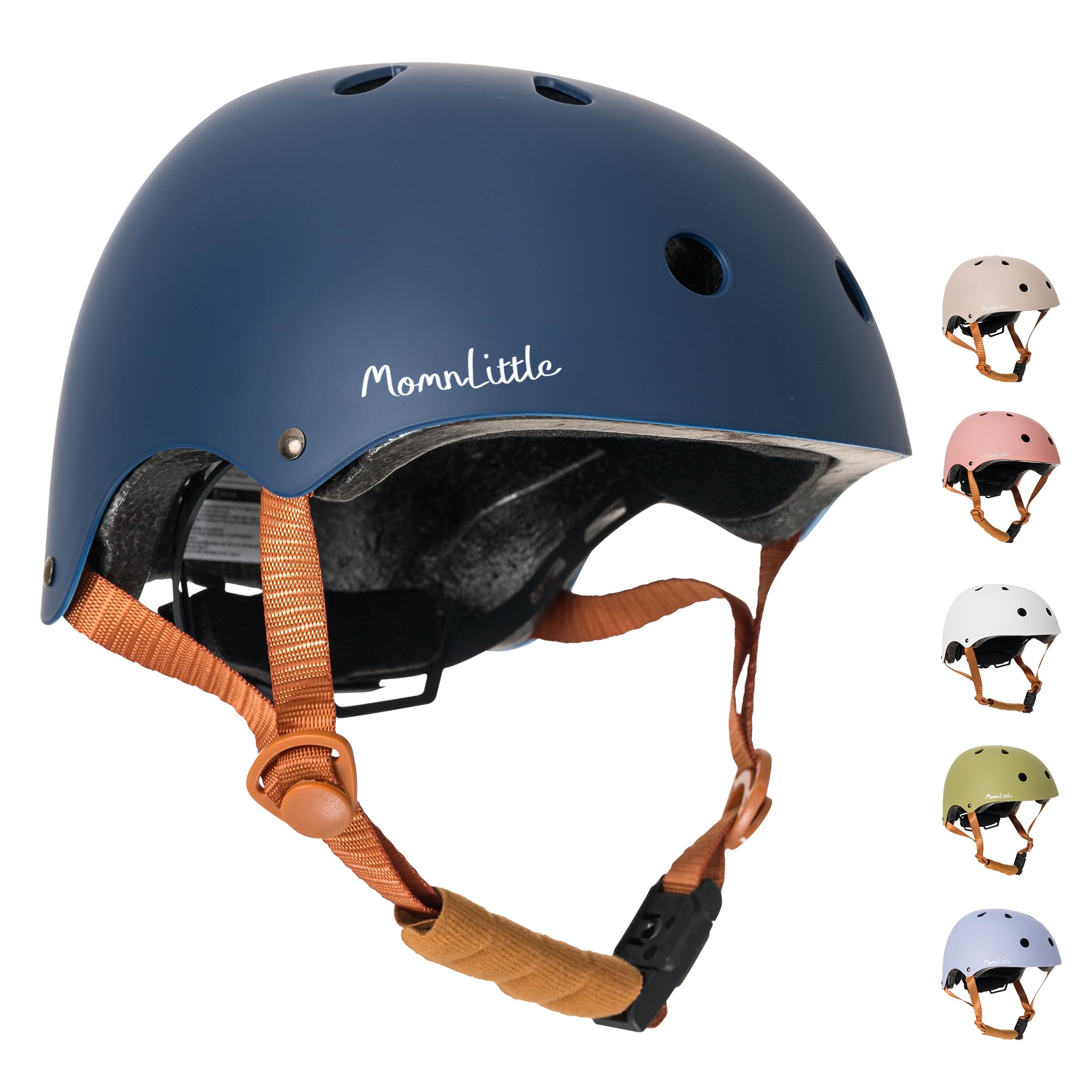 Photo 1 of MomnLittle Kids Bike Helmet with Quick Pinch-Free Magnetic Buckle CPSC Certified Bike Helmet for Toddler Boys and Girls (Midnight Navy, X-Small: 18.8"-20.08" / 48-53cm)