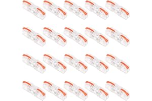 DIANN 20pcs Lever Wire Connector Compact Wire Connectors 1 to 1 Inline Electrical Lever Wire Connectors Assortment Splicing Connectors for 28-12 AWG (20pcs Orange)