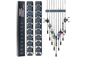 KULPORT Fishing Rod Holder,Wall-Mounted Fishing Rod Rack Vertical Fishing Pole Holder Holds Up to 18 Rods or Combos,Fishing Rod Rack for Garage Organization System &Fits Most Rods