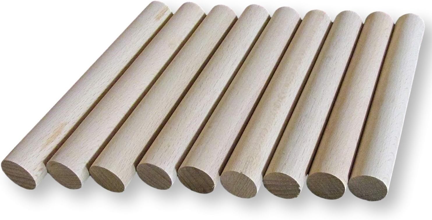 BrilliantBuys 10 x Wooden Dowels, Craft Sticks 20mm thick, 10cm, long