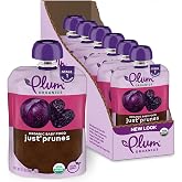 Plum Organics Just Prunes, 4+ Months Organic Baby Food Pouches, 6 Pack | 3.5 oz Pouch