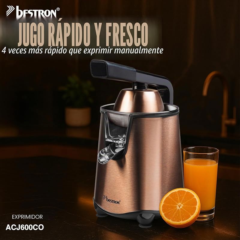 Espremedor elétrico, espremedor de laranja com função de parada de saída e passador de polpa em aço inoxidável, inclui 2 cones de prensagem, capacidade de 450 ml, alavanca de prensagem suave