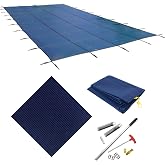 Blue Wave Rectangular Inground Pool Safety Cover - 16-ft x 32-ft Rectangle Pool Cover with Complete Installation Hardware and an Inground Pool Cover Storage Bag - 2-Ply Mesh Pool Cover - Blue