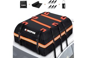 Kingfun Rooftop Cargo Carrier - Waterproof 20 Cubic Feet Car Roof Bag for All Vechicles with/Without Racks, Includes Anti-Slip Mat, 8 Reinforced Straps, 6 Door Hooks, Luggage Lock