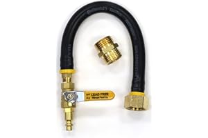 VIBRANT YARD COMPANY Winterize Sprinkler System, Outdoor Faucet, RV, Camper, and Travel Trailer: Air Compressor Plug To Garden Hose Faucet Blow Out Adapter (Lead-Free Brass) with Male-to-Male Fitting, 14" Long