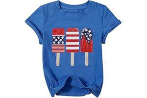 QLIPIN Toddler 4th of July Shirt Boys American Flag Popsicle Shirts Patriotic Tee USA Flag Graphic Short Sleeve Top