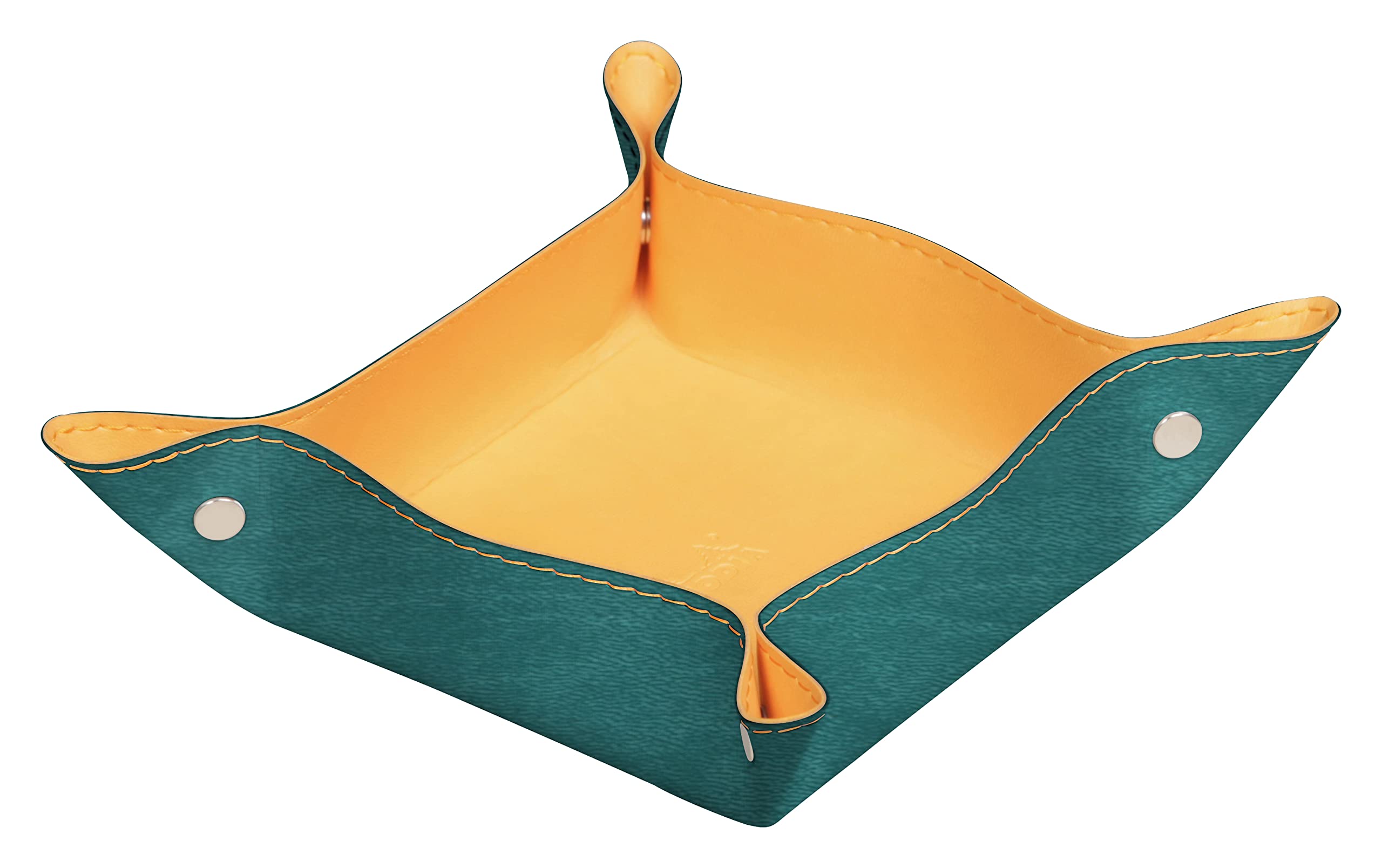 RHODIA 194593C - Peacock Reversible Tidy Box - 12x12x4.5 cm - Orange Saddle Stitching, Magnetic Corners - Faux Leather - Home Office Collection Rhodiarama - Office Organization & Designer Storage — image 1