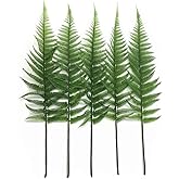 CATTREE Artificial Shrubs Leaves, Plastic Plants Fern Grass Leaf Fake Bushes Indoor Outdoor Home Garden Verandah Office Table Centerpieces Arrangements DIY Wreath Decoration Planter Filler - 5 Pack