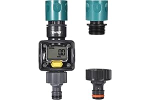 2WAYZ Smart Digital Water Meter Timer with Quick Connect Fittings - Water Flow Sensor - 4 Measuring Modes - Display Gallon/Liter Usage and Flow Rate - Ideal to Track Outdoor Garden Hose Watering