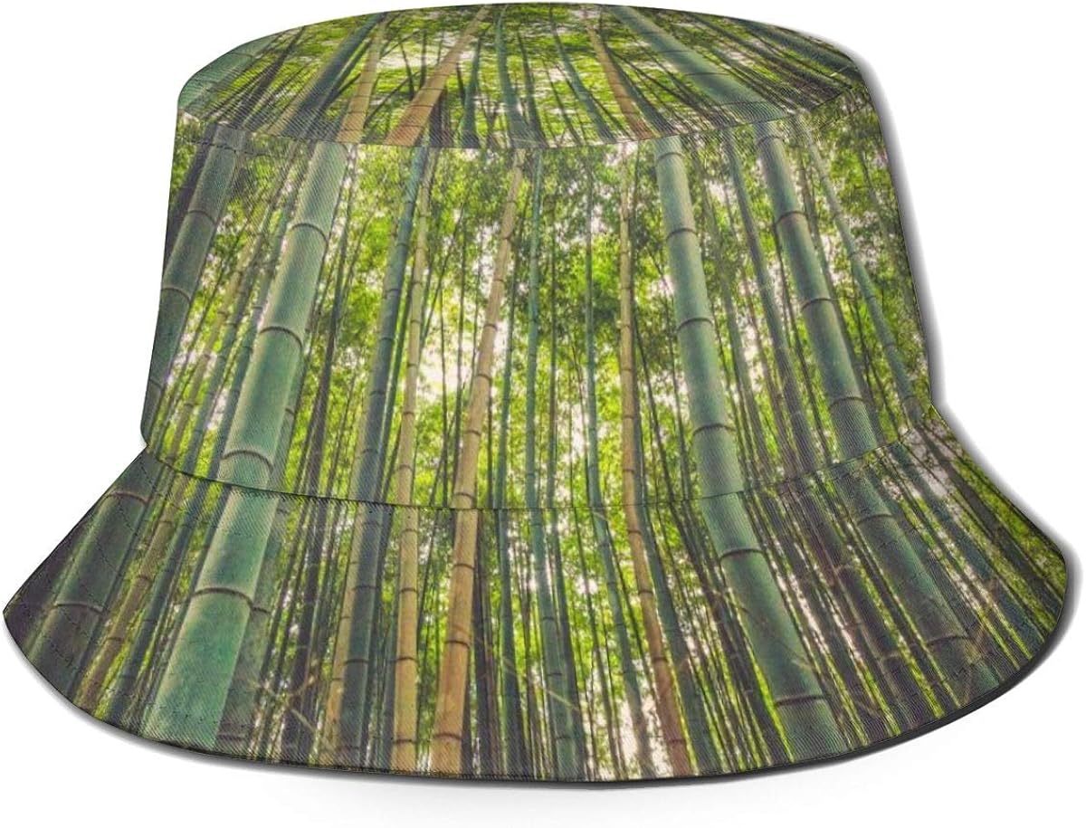 Unisex Bamboo Trees Print Travel Bucket Hat Summer Fisherman Cap Sun