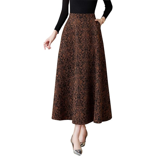 Falda Midi De Gasa Para Mujer, Estampado Floral O Lunares, Cintura Elástica, Con Bolsillos - Color Verde Oscuro, Talla M