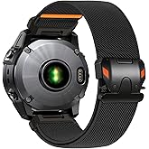Zspoly 26mm Nylon Stretchy Band for Garmin Fenix 8 51mm/6x/5x/7x Band, Soft Fabric with Mecha-Style Parachute Buckle Smartwatch Bands for Garmin Fenix 5X Plus/6X Pro/3/3 HR/Descent MK1/Mk2/Mk2S/Enduro