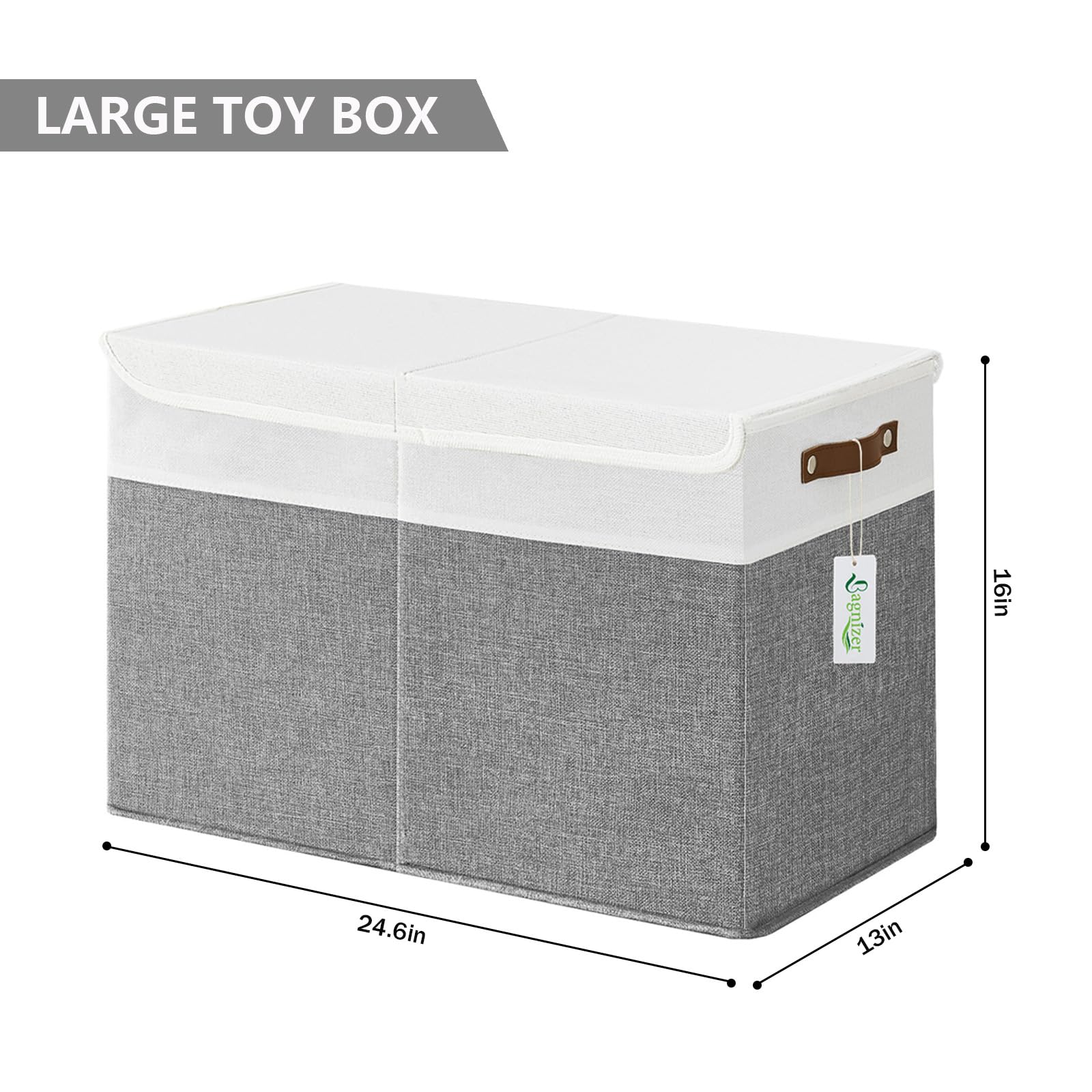 Large Toy Storage Box with Lids, Collapsible Sturdy Baby Storage Organizer Chest Bin Basket for Kids, Boys, Girls, Playroom, Nursery, Bedroom, Closet 25
