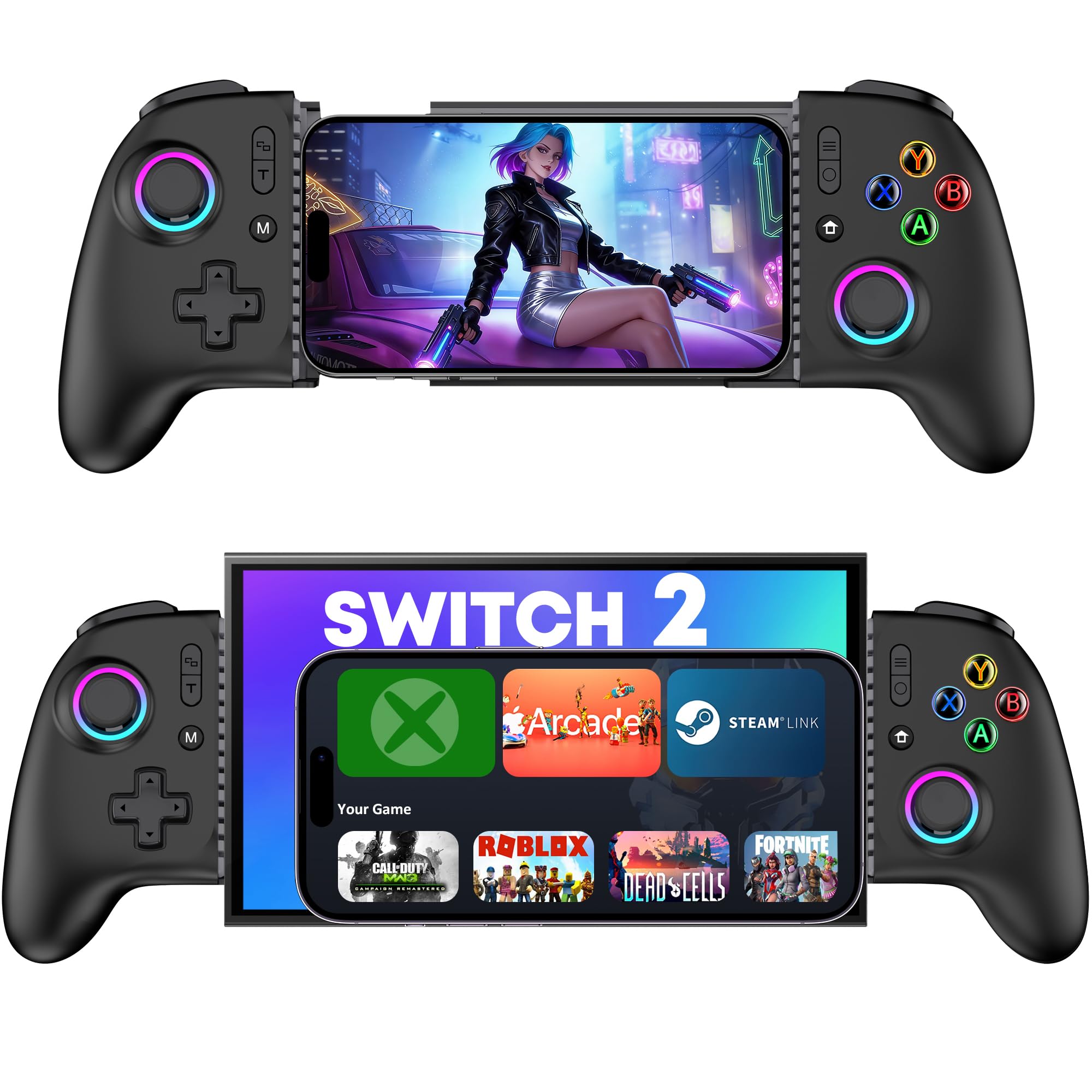 Photo 1 of ?Anti-Drift & Fast-Connect?Wireless Gaming Controller for iPhone/Android, Hall Joystick&Trigger Bluetooth Phone Controller, Handheld Game Console Quality - For Cloud Gaming,Genshin Impact,Roblox,Call of Duty