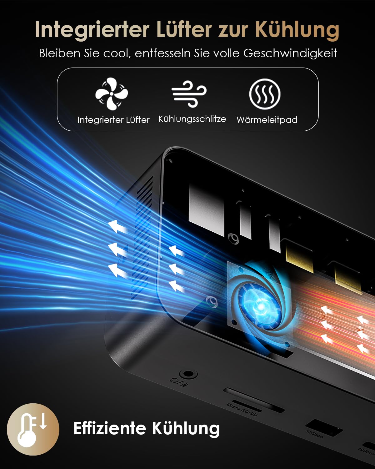 WAVLINK Laptop Dockingstation für DREI Bildschirme (einzeln 8K@30Hz/4K@144Hz), USB-C-Dock mit M.2-PCIe/SATA-SSD-Gehäuse, unterstützt 100 W Power Delivery, USB C/A, SD/TF, Gigabit für Windows, Mac OS 7