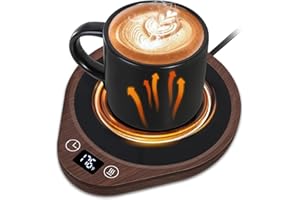 PUSEE Coffee Mug Warmer - Electric Large Candle Warmer Plate with 4H Auto Shut Off, 3-Temp Settings Cup Heater for Desk, Tea, Milk, Cocoa
