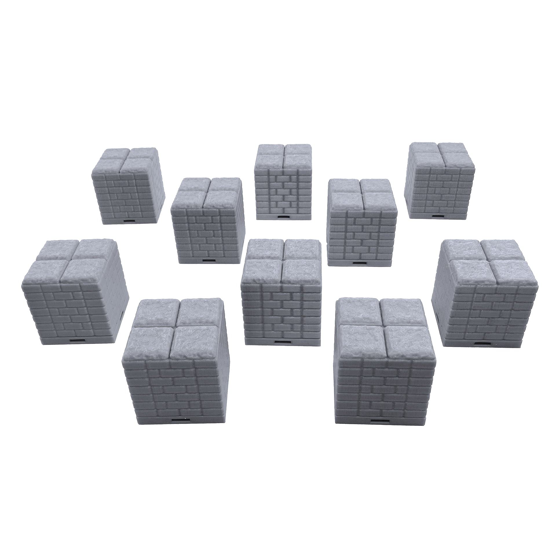 EnderToys Locking Dungeon Tiles - Raised Pillar Tiles (x10 Pieces), Terrain Scenery Tabletop 28mm Miniatures Role Playing Game, 3D Printed Paintable