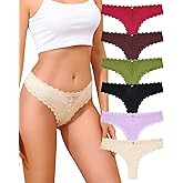 LEVAO Lace Thongs Low Waisted Underwear for Women Stretch Bikini Panties T Back Hipster Cheeky Breathable Briefs Multipack