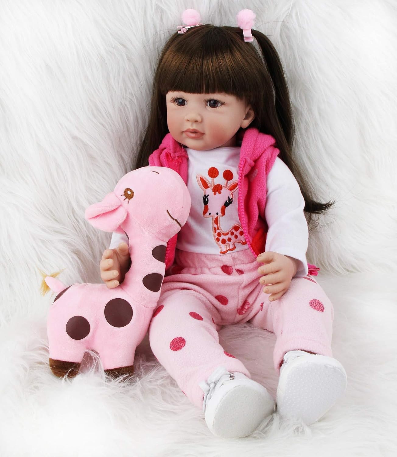 ZIYIUI 24 inches 60 cm Reborn Baby Dolls Soft Silicone Vinyl Realistic Reborn Dolls Girl Lifelike Reborn Dolls Handmade Newborn Reborn Toddler Dolls Black long hair Asian girl Xmas Gifts(24 inches) - Image 4