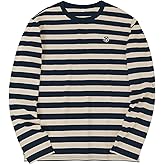 KESIHAN Men's Casual Striped Shirts Crewneck Long Sleeve Basic T-Shirt Basic Daily Work Stripe Tee Tops