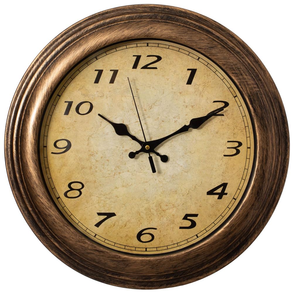 Photo 1 of **NO CHIME***Clockswise 16" Round Vintage Decorative Chiming Wall Clock Battery-Operated with Chime & Non-Ticking Feature Ideal for Farmhouse Office Living Room Kitchen Bedroom Classroom & Home Decor (Yellow)