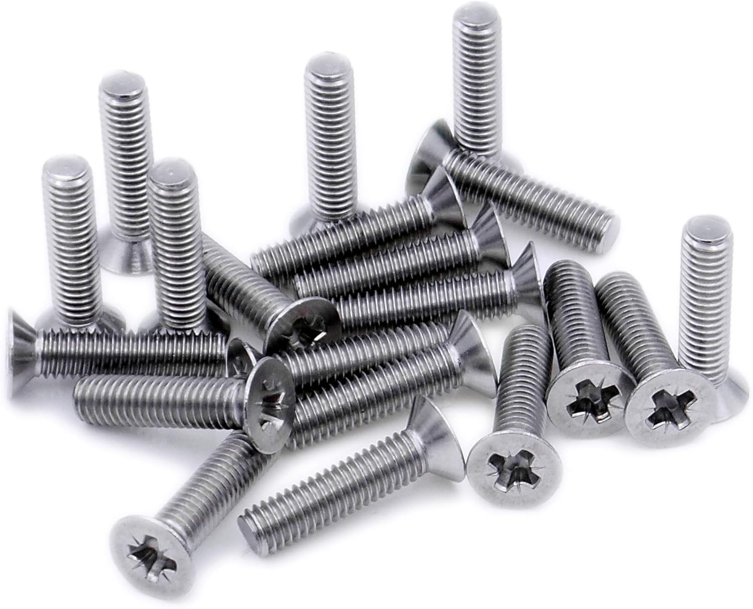 M6 (6mm x 8mm) Pozi Countersunk Machine Screw (Bolt) - Stainless Steel (A2) (Pack of 20), Silver, M6x8 - A2(20)