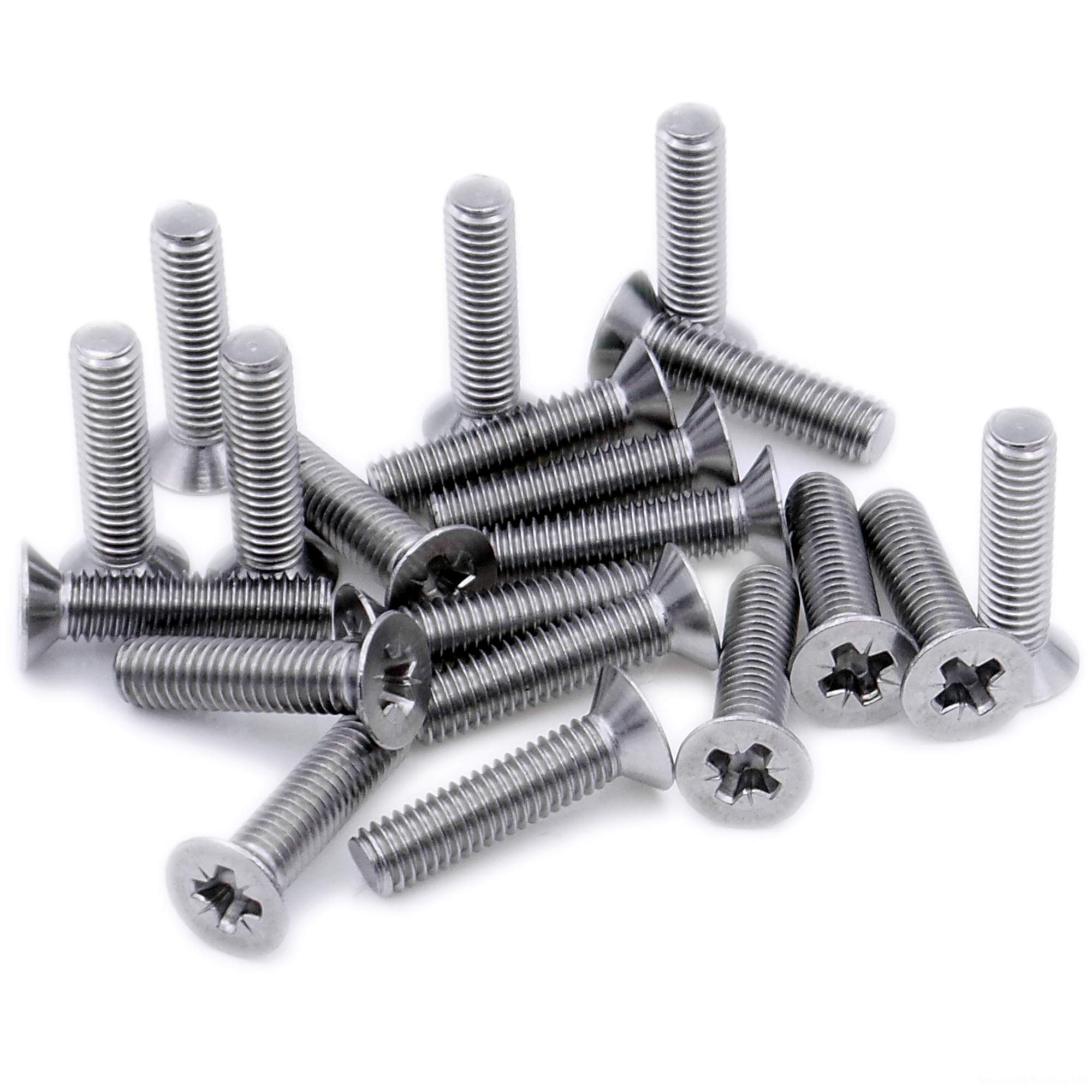 M6 (6mm x 8mm) Pozi Countersunk Machine Screw (Bolt) - Stainless Steel (A2) (Pack of 20)