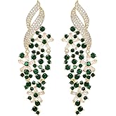 Zircon Gemstone Drop Dangle Earrings, Rhinestone Cluster Earrings Luxury Bridal Flower Fashion Jewelry, 18K Gold Plated 925 Sterling Silver Posts Sparkly Evening Dressy Earrings