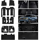 MJBYMAT Floor Mats for 2025 2026 KIA Carnival Hybrid 8 Seats (Not for Fuel & Prestige) & Cargo Mat & Backrest Mat,TPE All Weather Protection Full Set Liner Covering The Backrest Accessories
