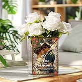 Pride and Prejudice Inspired Book Vase, Flower Vase for Home Decor, Birthday Gifts for Women Mom Book Lovers, Bookish Decor for Bookshelf Desk Coffee Table Office Living Room
