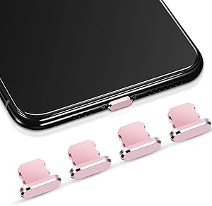 Weewooday 4 Pieces Anti Dust Plugs Compatible with iPhone 11, iPhone 12 Protects Charging Dust Cover Compatible with iPhone 11, 12, Pro, Max/X/XS/XR, 7, 8 Plus, iPad Mini/Air (Rose Gold)