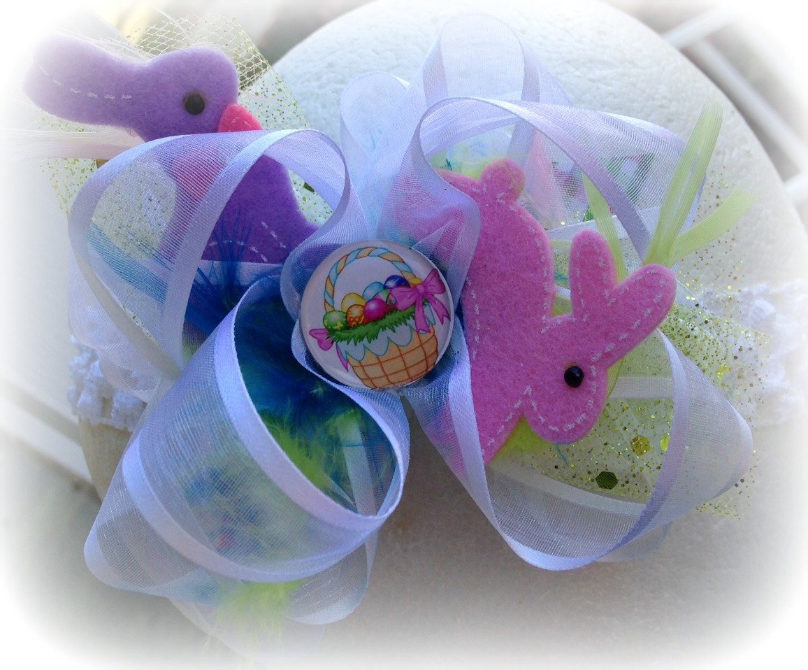 Amazon Com Easter Bunny Basket Hair Bows Organza Toddler Little