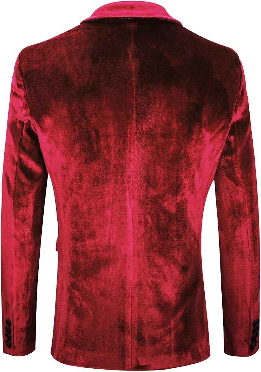 WEEN CHARM Men's Velvet Suit Jacket One Button Slim Fit Velvet Blazer at  Men’s Clothing store