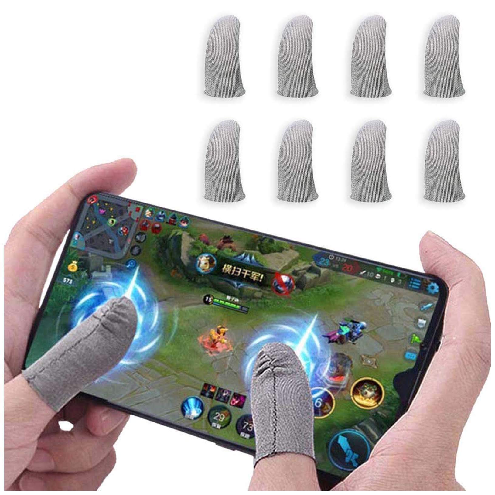8PCS Mobile Game Controllers Finger Sleeve,Newchichi 0.01Inch Ultra-Thin Anti-Sweat Breathable Silver Fiber Sensitive Touch Finger Sleeve for PUBG/Rule of Survival,Compatible with iphone/ipad/Android