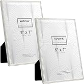 YiPinYin 5x7'' Silver Metal Picture Frames Set Of 2,Delicate Beaded Design,Elegant Classy Look,Real Glass Front & Velvet Backing Protection for Wedding Photos & Home Decor
