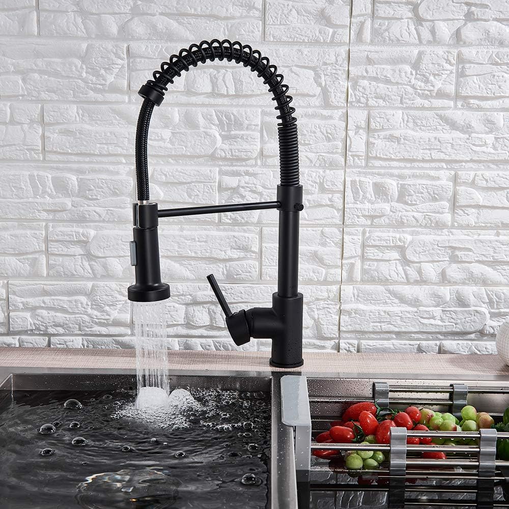 Onyzpily Black Kitchen Tap Sink Mixer tap with Solid Brass Commercial Single Handle Single Hole Pull Down Swivel Sprayer Mixer Tap Cold and hot Fittings UK Standard - Image 3