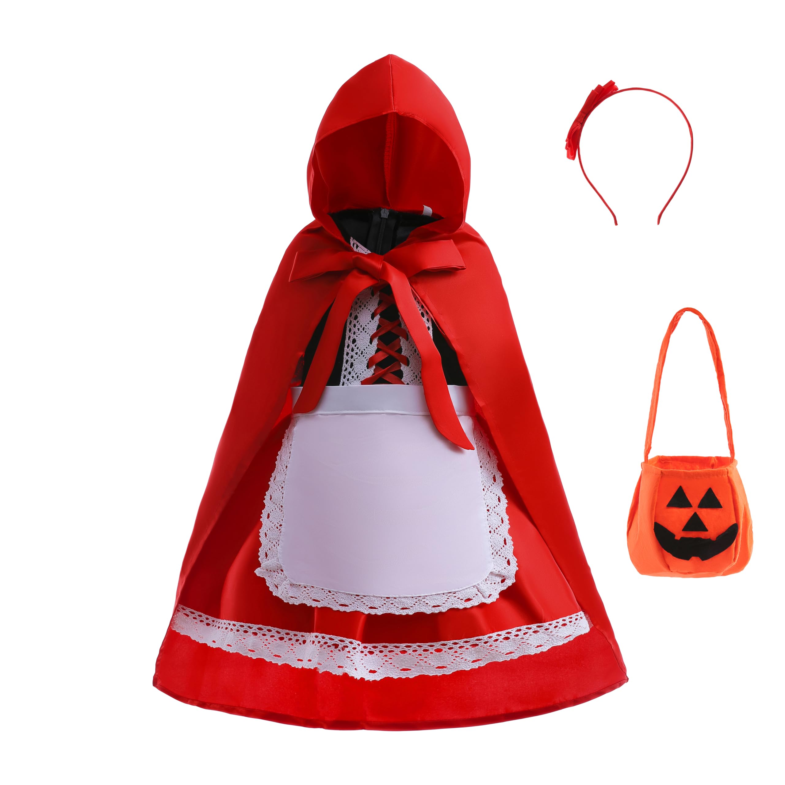 Lito Angels Little Red Riding Hood Costume Fancy Dress Up Set with Cloak for Kids Girls Age 10-11 Years