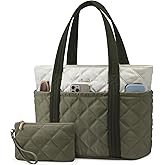 LOVEVOOK Puffer Tote Bag for Women, Puffy Work Handbag, Travel Shoulder Carry On Bag with Zipper for Teacher Nurse Gym