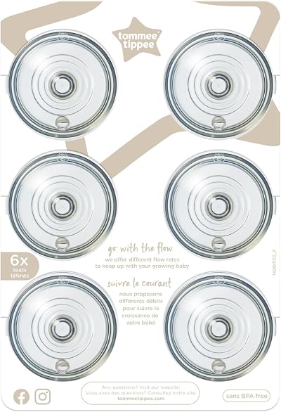 Tommee Tippee Closer to Nature Baby Bottle Teats 6m+ Pack of 6