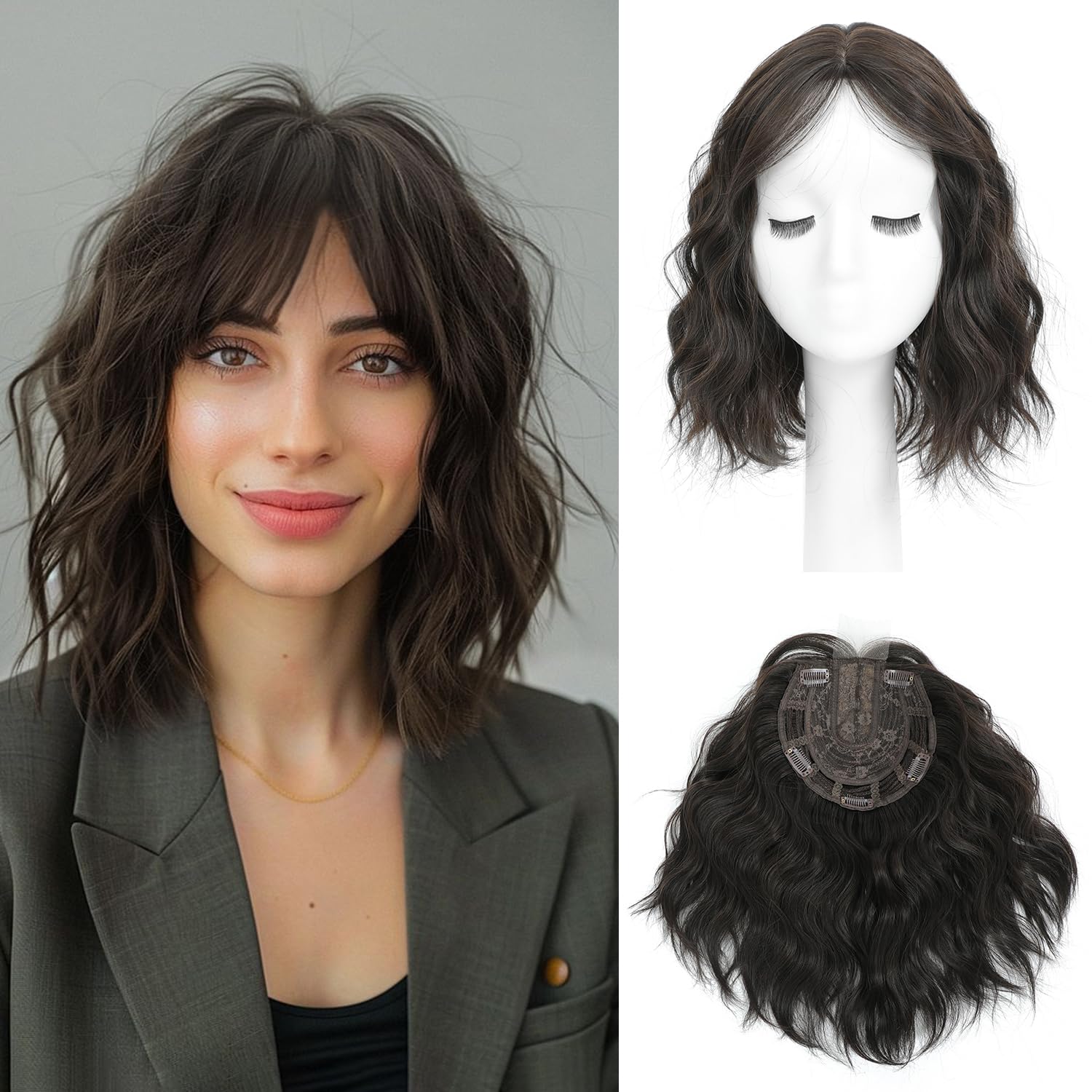 Photo 1 of UDU 11inch Hair Topper for Women, Lightweight & Breathable Wiglet for Thinning Hair, Natural Look Volume Booster Hairpiece for Coverage, Ideal for Summer Wear