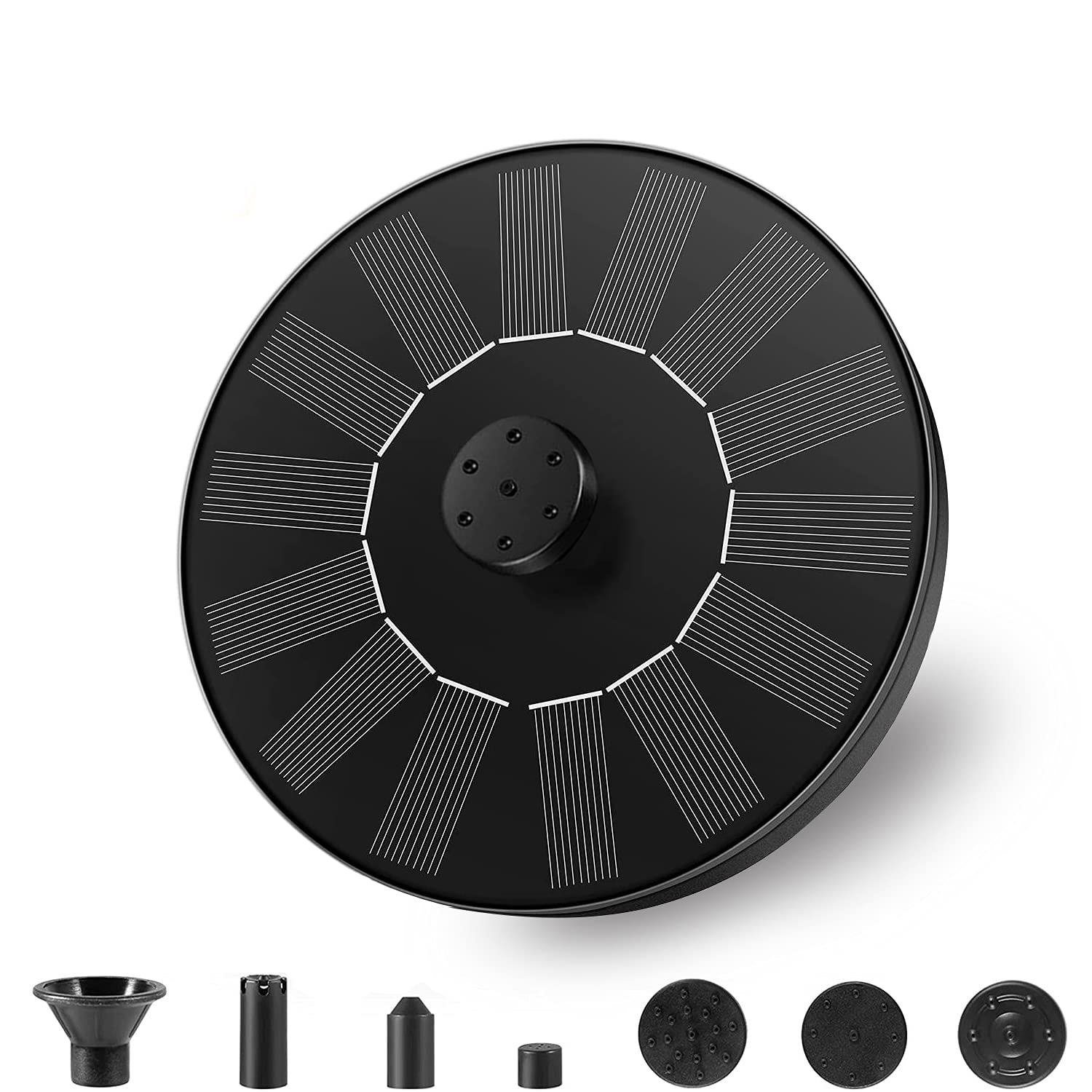 Solar Fountain Pump, HFAN Garden Solar Water Fountain, Circle Garden 1.4W Solar Powered Panel Kit Bird Bath with 6 Nozzles, Solar Pond Pump for Water Feature Pool Garden Decoration