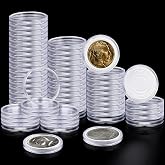 COIDEA 63PCS Silver Dollar Coin Holder, Clear Coin Capsules for Collectors | Plastic Coin Case for Morgan Silver Dollar, Coin Protectors with Adjustable Gasket (17/20/25/27/30/33/38/40mm)