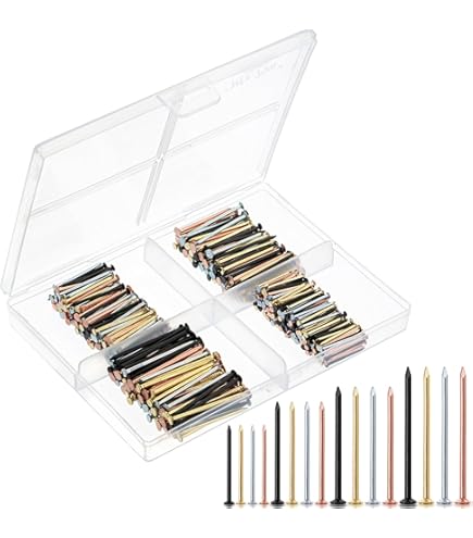 Mardatt 1600-Piece Tiny Nail Assortment – 3 Sizes & 3 Colors (Gold/Bronze/Silver) For Woodworking & Crafts